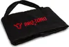 A black fabric bag with red embroidered text and logo. Produktbild-Vorschau