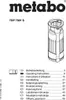 A page from a manual showing the Metabo logo, product name, and a list of instructions in different languages with corresponding page numbers. Náhľad obrázku produktu