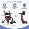 ELONEO 2in1 Rollstuhl Rollator faltbar und leicht mit Sitz, Produktbild-Vorschau 7