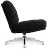 A black upholstered office chair with a silver base and legs, shown from the side. Voir les images du produit