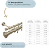 A product image showing a curtain rod with a size chart and feature descriptions. Produktbild-Vorschau