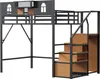 Metalowe łóżko loftowe Sweiko 140 x 200 cm, z drabinką do Podgląd zdjęcia produktu 10