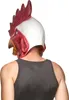 Hahn Latex-Maske Huhn rot-weiss-gelb - Einheitsgröße Produktbild-Vorschau 2