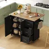 Grote, mobiele keukentafel, 137x43(76)x92 cm, eikenhout, Productafbeelding-voorbeeld 1