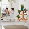 Relaxdays Blumentreppe 3 Ebenen, Aus Holz, Blumenständer Produktbild-Vorschau 2
