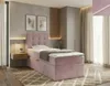A bedroom scene featuring a pink boxspring bed. Produktbild-Vorschau
