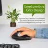 A hand using a trackball mouse on a desk, with a plant and text overlay. Produktbild-Vorschau