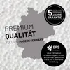 A graphic overlay on a background of small white spheres, featuring text and graphics related to product quality and origin. Anteprima dell’immagine prodotto