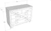 A line drawing of a chest of drawers with dimensions indicated. Náhled obrázku produktu