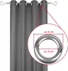 A close-up of a curtain grommet with dimensions indicated. Voir les images du produit