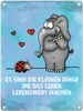 Metallschild mit Elefant & Käfer Motiv und Spruch: Es sind Produktbild-Vorschau 1