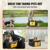 Collage of images showing a dog carrier in use outdoors, in a car, and as a standalone product. Náhled obrázku produktu