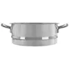 A stainless steel steamer insert with handles, shown from the front against a white background. Produktbild-Vorschau