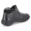 A black leather boot with a zipper on a white background. Voir les images du produit