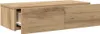A wooden wall shelf with one drawer partially open, shown against a white background. Náhled obrázku produktu