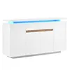 A white sideboard with a wooden accent and blue LED lighting. Anteprima dell’immagine prodotto