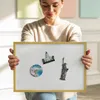Magnetische Tafel 100x70 cm – Goldener Rahmen – Farbe Weiß Produktbild-Vorschau 2