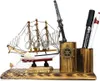 Segelschiff mit Stifthalter Schreibtischorganizer Produktbild-Vorschau 1
