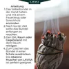 Instructions for using a sage bundle, with an image of a burning sage bundle. Produktbild-Vorschau