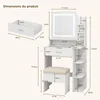 Table de maquillage Puluomis avec éclairage LED réglable, Voir les images du produit 3