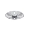 A stainless steel sink strainer with a central knob and radiating slots. Produktbild-Vorschau