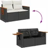 vidaXL 5tlg. Garten-Sofagarnitur mit Kissen Schwarz Poly Produktbild-Vorschau 7