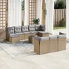 Design 11-tlg. Garten-Sofagarnitur mit Kissen Beige Poly Produktbild-Vorschau 1