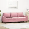 A pink three-seater sofa is shown in a room with a painting on the wall and a dresser in the background. Produktbild-Vorschau