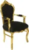 Barockstuhl Barock Stuhl Armlehne Schwarz Gold Stoff Produktbild-Vorschau 2