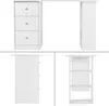 A white desk with drawers and shelves, shown from multiple angles. Produktbild-Vorschau