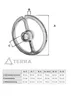 A diagram of a pulley wheel with dimensions labeled A, B, and C, accompanied by a table of specifications for different sizes. Náhľad obrázku produktu