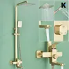 LANA | Premium Regendusche Set Gold glänzend Edelstahl | Produktbild-Vorschau 2