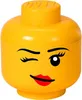 A yellow LEGO head storage container with a winking face. Produktbild-Vorschau