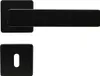 A black door handle set with a square escutcheon plate, shown against a white background. Produktbild-Vorschau