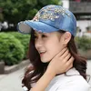 Frauenprägung Flower Denim Baseball Cap Sommer Strass Produktbild-Vorschau 10