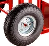 A close-up view of a wheel on a red cart. Podgląd zdjęcia produktu