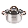 A stainless steel pot with gold handles and a glass lid, set against a white background. Náhľad obrázku produktu