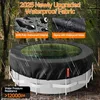 A round pool covered with a black waterproof cover, set in a forest environment with rain falling. Náhľad obrázku produktu