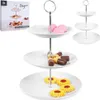 Plat gracieux gradué en porcelaine blanche pour gâteaux et Voir les images du produit 11