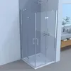 A modern glass shower enclosure in a bathroom setting. Produktbild-Vorschau