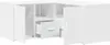 A white corner cabinet with doors and a drawer is shown from a slightly elevated, front-facing angle. Anteprima dell’immagine prodotto