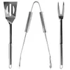 Three stainless steel barbecue utensils arranged on a white background. Anteprima dell’immagine prodotto