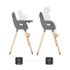 Two high chairs shown side-by-side, with silhouettes of a baby and a child in them, and icons indicating 'Kleinkind' (toddler) and 'Kind' (child). Anteprima dell’immagine prodotto