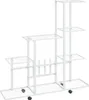 vidaXL Stojan na květiny na kolečkách 94,5x25x92,5 cm Bílý Náhled obrázku produktu 1