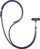 A dark blue lanyard with gold accents and a phone attachment. Produktbild-Vorschau