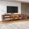 okwish Braun TV-Schrank mit 2 Rattan-Schubladen und LED, Produktbild-Vorschau 5