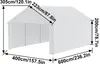 A diagram showing the dimensions of a white tent or carport. Náhled obrázku produktu
