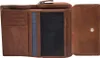 An open brown leather wallet is displayed flat against a white background. Produktbild-Vorschau