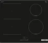 A top-down view of a black induction hob. Voir les images du produit