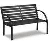 A black garden bench with a slatted seat and backrest, and curved armrests, shown against a white background. Produktbild-Vorschau